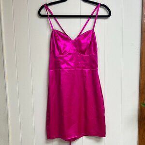 Wild Fable Hot Pink Corset Style Laced Back Women's Mini Dress Size Small